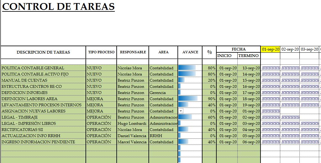 Control de labores y Tareas Carta Gantt - Imagen 2