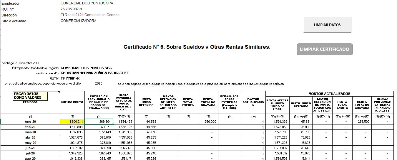 Planilla Confección DJ 1887 AT 2024 Sueldos y Certificados de Remuneraciones - Imagen 2