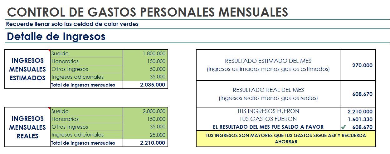 Archivo Control Gastos Personales Mensuales - Imagen 2