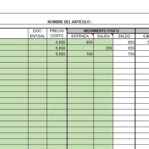 Tarjeta Simple de Existencia Valoracion PMP